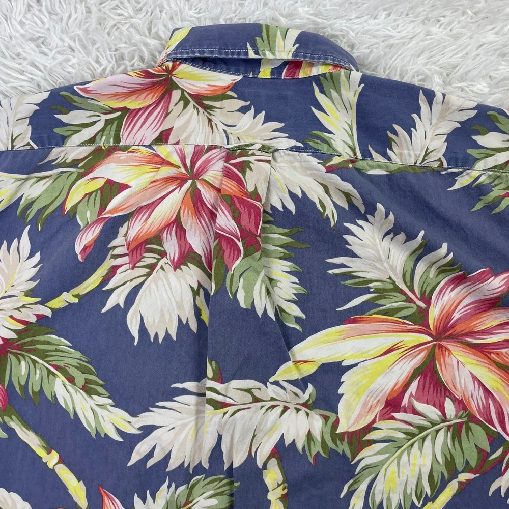 VTG Polo‎ Ralph Lauren Shirt Mens Large Blue Hawaiian Calwell Button Up Floral L